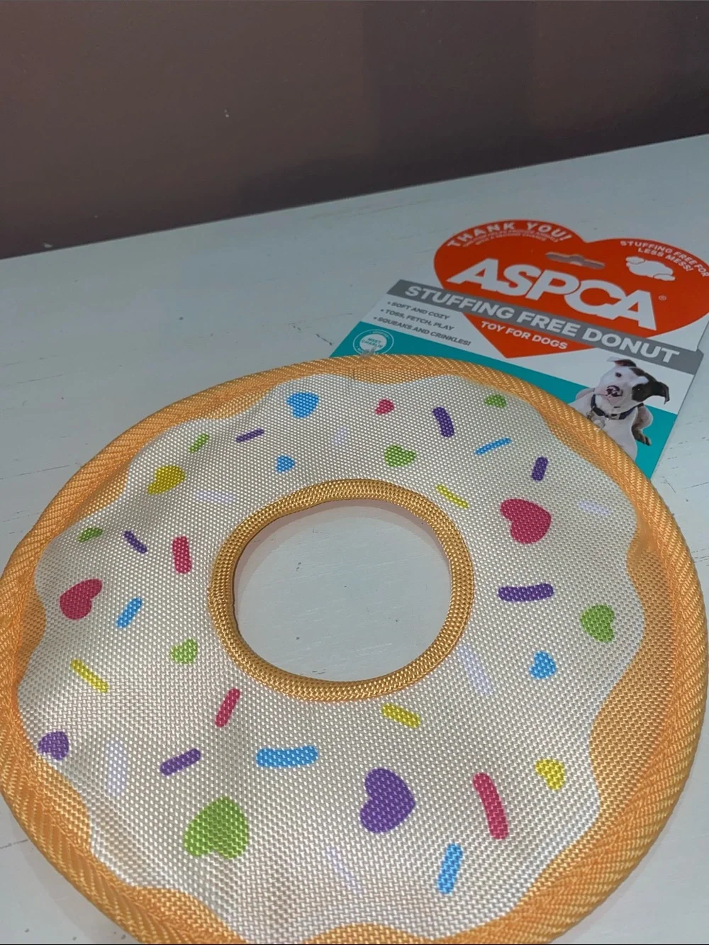 ASPCA - Vanilla Frosting Donut Dog Toy Stuffing Free